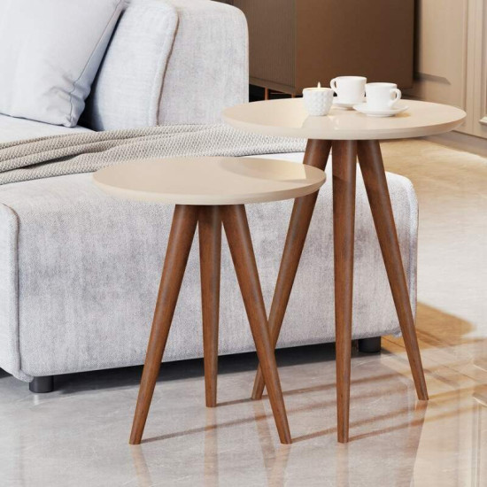 Conjunto Mesa de Apoio 8003 Luxo Perola (Off White) JB Bechara
