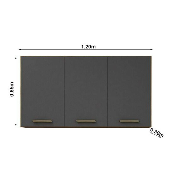 A�reo Cozinha S�o Luiz Cinamomo/Grafite 3 Portas Larg. 1.20m - Valdemoveis