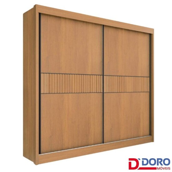 Guarda-roupa Casal Cancun Cinamomo/Off 2 Portas 6 Gavetas Detalhe Ripado 100% MDF Larg. 2.20m - D Doro