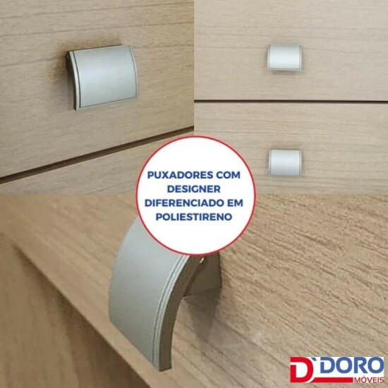 Guarda-roupa Casal 2,20m Titanium Branco Ripado 2 Portas 6 Gavetas 100% MDF com 1 Espelho - D Doro