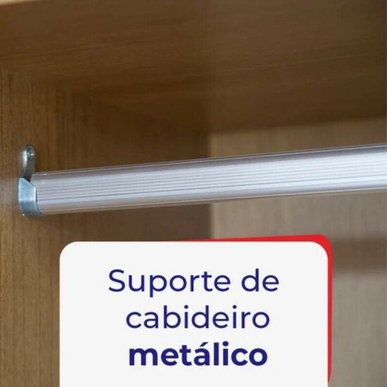 Guarda-roupa Casal 2,20m Titanium Branco Ripado 2 Portas 6 Gavetas 100% MDF com 1 Espelho - D Doro