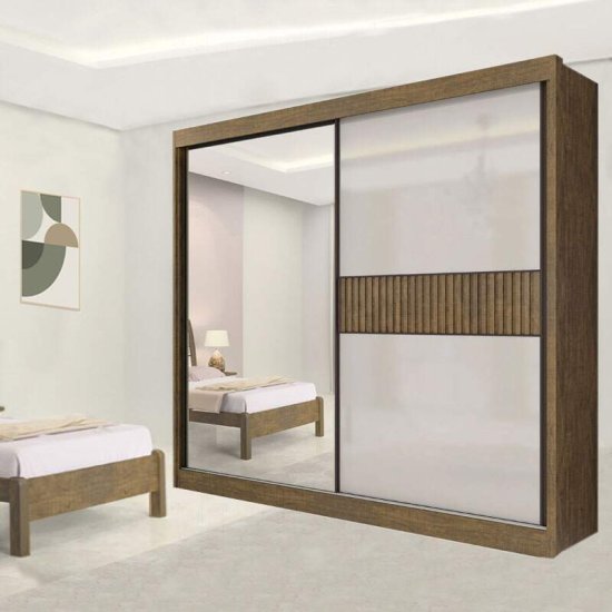 Guarda-roupa Casal 2,20m Titanium Yp�/Off Ripado 2 Portas 6 Gavetas 100% MDF - D Doro