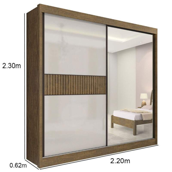 Guarda-roupa Casal 2,20m Titanium Yp�/Off Ripado 2 Portas 6 Gavetas 100% MDF - D Doro