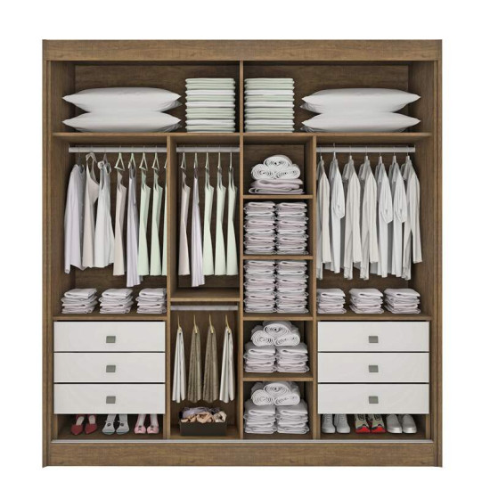 Guarda-roupa Casal 2,20m Titanium Yp�/Off Ripado 2 Portas 6 Gavetas 100% MDF - D Doro