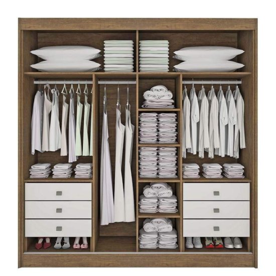 Guarda-roupa Casal 2,20m Titanium Yp�/Off Ripado 2 Portas 6 Gavetas 100% MDF - D Doro