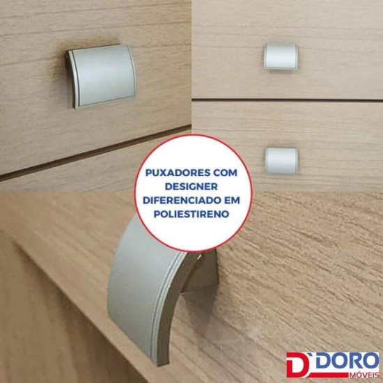 Guarda-roupa Casal 2,20m Titanium Cinamomo/Off Ripado 2 Portas 6 Gavetas 100% MDF - D Doro