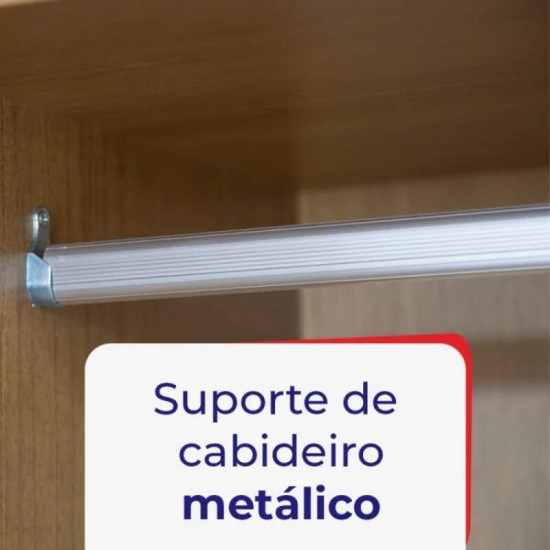 Guarda-roupa Casal 2,20m Titanium Cinamomo/Off Ripado 2 Portas 6 Gavetas 100% MDF - D Doro
