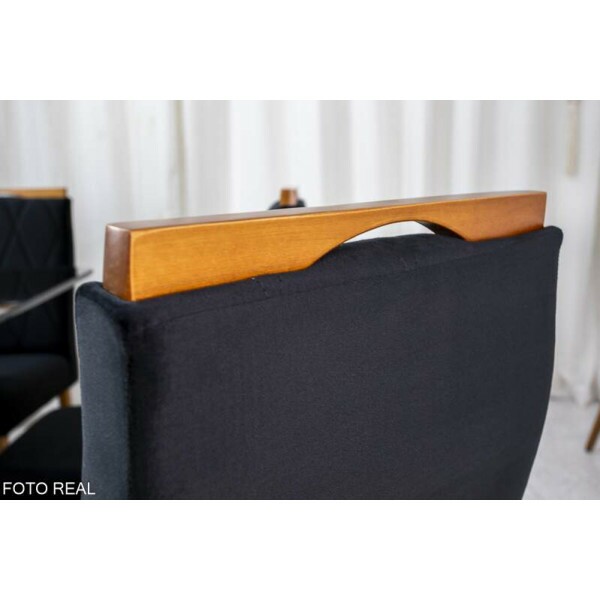Mesa de Jantar Pedro Mel Vidro Preto 16080 6 Cadeiras Lisboa Veludo Preto 504 Madeira Macia Art Assento - Entregue Montada