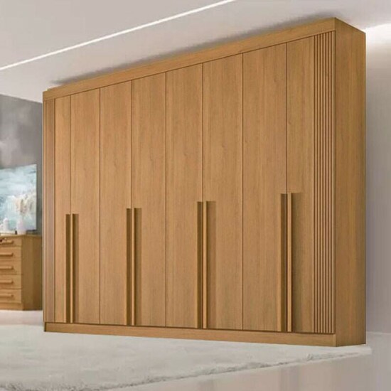 Guarda-roupa Casal Daymond 8 Portas Ripado MDF Cinamomo D Doro