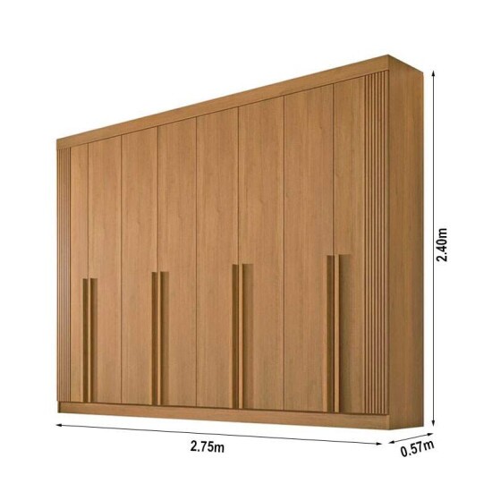 Guarda-roupa Casal Daymond 8 Portas Ripado MDF Cinamomo D Doro