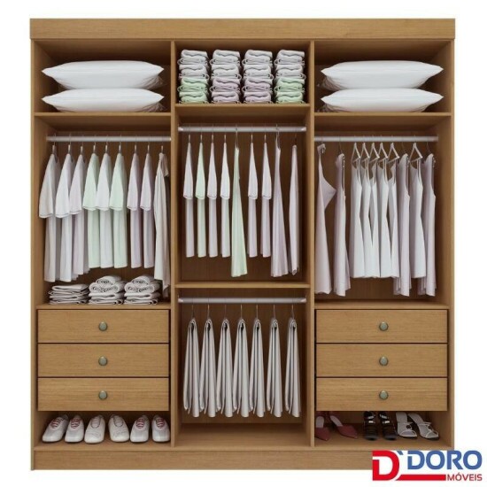 Guarda-roupa Casal Colibri Cinamomo/Off 6 Portas 6 Gavetas Larg. 2.05m - D\\\' Doro