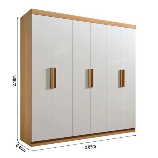 Guarda-roupa Casal Colibri Cinamomo/Off 6 Portas 6 Gavetas Larg. 2.05m - D\\\' Doro