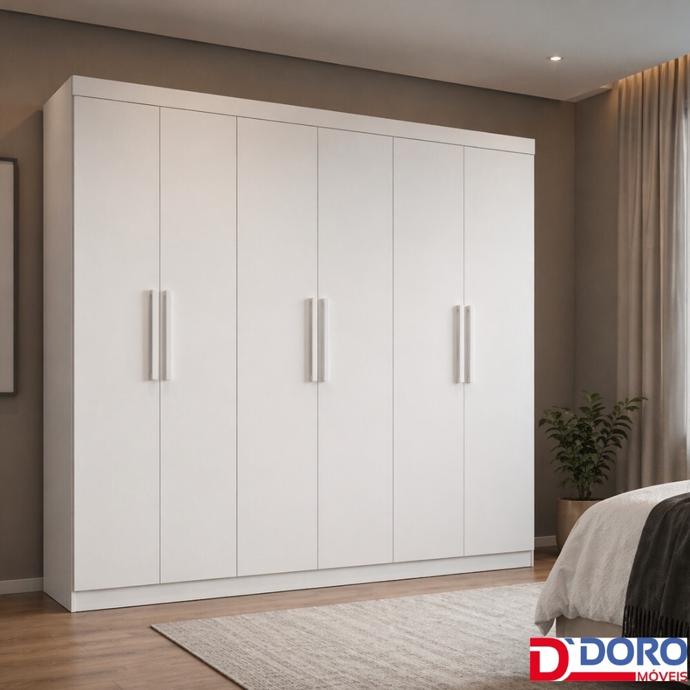 Roupeiro Colibri 6 Portas Branco Larg. 2.05m - D' Doro