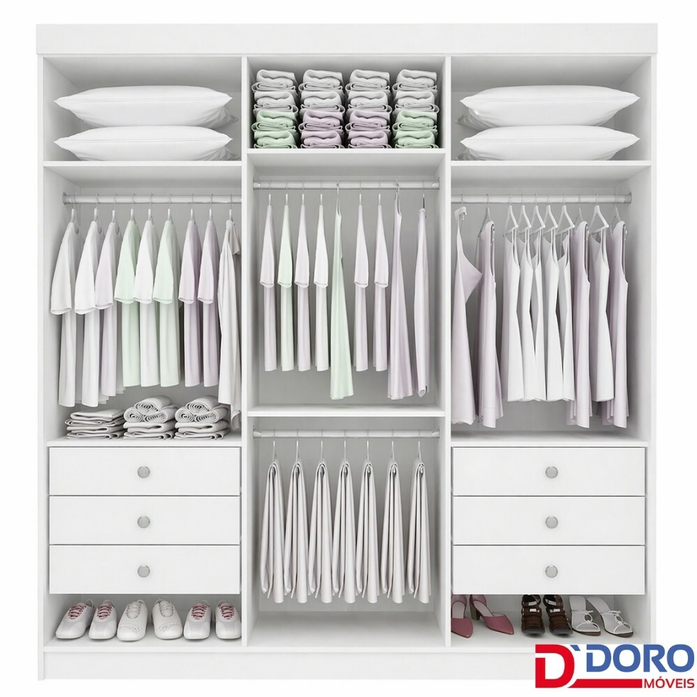 Roupeiro Colibri 6 Portas Branco Larg. 2.05m - D' Doro