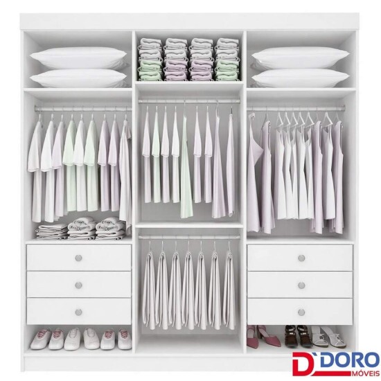 Roupeiro Colibri 6 Portas Branco Larg. 2.05m - D' Doro