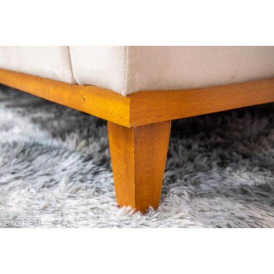 Sof� 3 Lug. Mil�o C/Chaise Lado Direito Veludo Bege 818 Larg. 2.30m - Molas Ensacadas