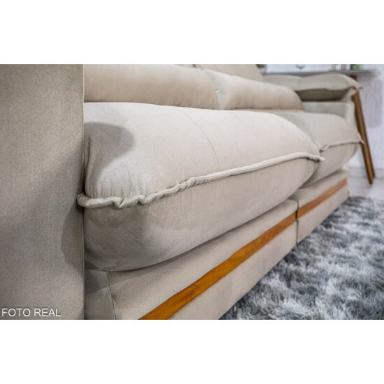 Sof Retrtil Reclinvel Ibis 2.50m Veludo Bege 818 - D33 e Molas Ensacadas