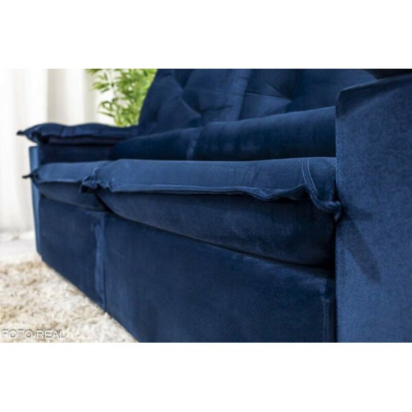 Sof Retrtil Reclinvel Roma 2.30m Veludo Azul 03 - D28 Soft