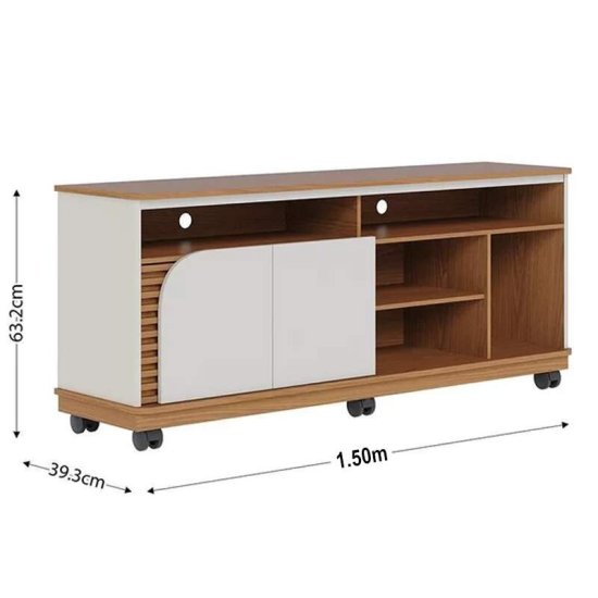 Rack Bancada 1,50m Jurer� Freij�/Off White Matte para TV at� 65\\\" - Colibri