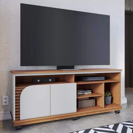 Rack Bancada 1,50m Jurer� Freij�/Off White Matte para TV at� 65\\\" - Colibri