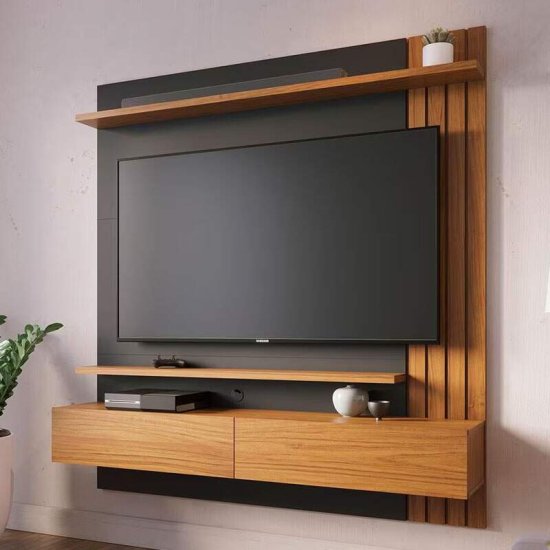 Home Suspenso 1,50m Juriti Noce Milano/Preto para TV at� 65\" - Colibri