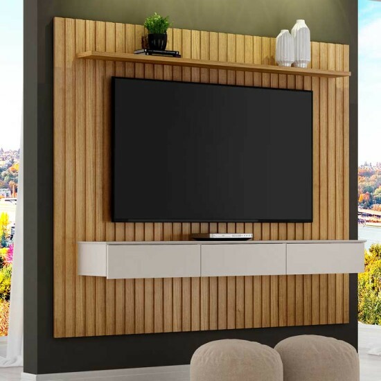 Home Suspenso Macei� TV at� 75\\\" Ripado Larg. 1.82m Cinamomo/Off White - Valdemoveis