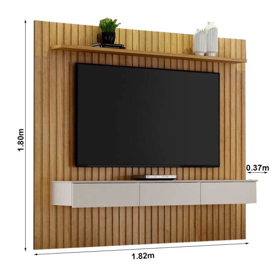 Home Suspenso Macei� TV at� 75\\\" Ripado Larg. 1.82m Cinamomo/Off White - Valdemoveis