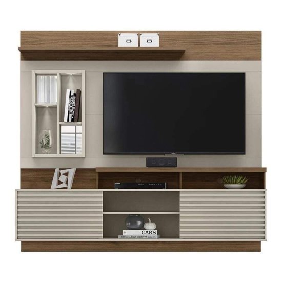 Home 2,00m Eldorado Off White/Nogueira para TV at� 65\" - Linea Brasil