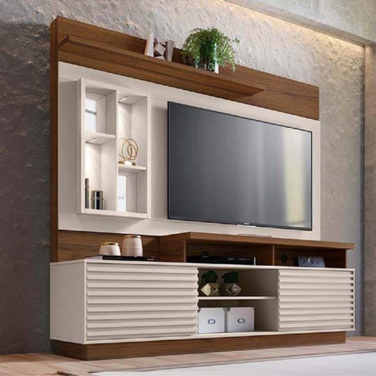 Home 2,00m Eldorado Off White/Nogueira para TV at� 65\" - Linea Brasil