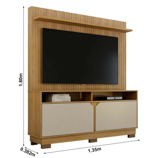 Home Berlim Larg. 1.35m Cinamomo/Off Painel Fresado Para TV at� 55\\\" - Valdemoveis