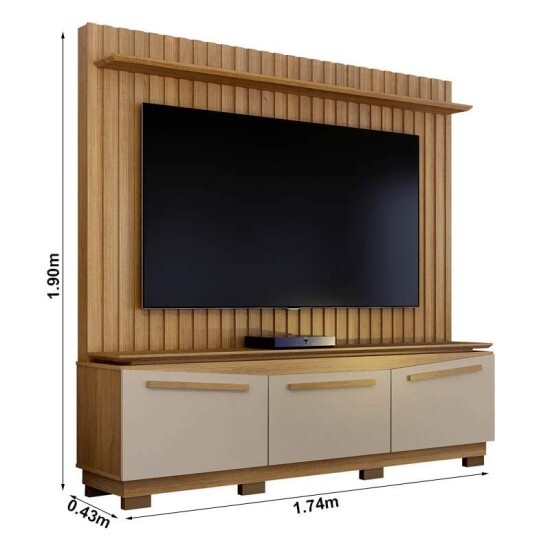 Home Montreal Cinamomo/Off Painel Ripado TV at� 75 Polegadas Larg. 1.74m - Valdemoveis