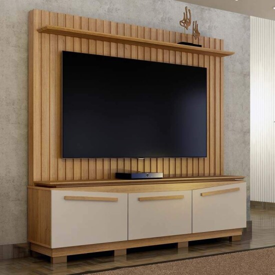 Home Montreal Cinamomo/Off Painel Ripado TV at� 75 Polegadas Larg. 1.74m - Valdemoveis