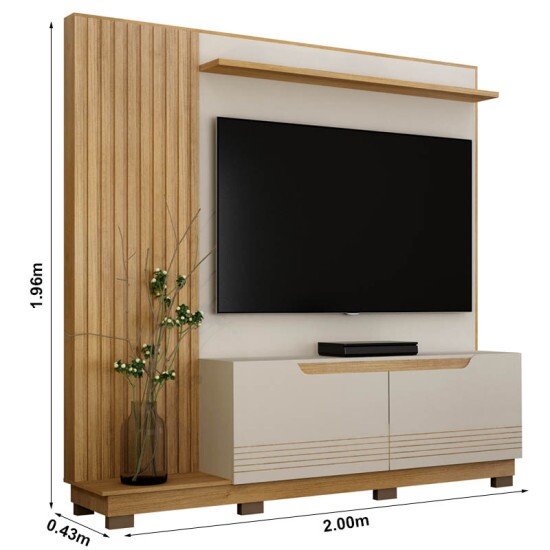 Home Santiago Larg. 2.00m Off/Cinamomo Ripado TV at� 80\\\" - Valdemoveis