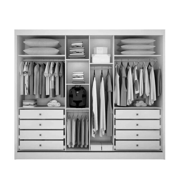 Guarda-Roupa Casal 3 Pts 8 Gav. Sollo Plus Ripado 3D c/1Espelho 100% MDF Cumaru Larg. 2.73m Novo Horizonte