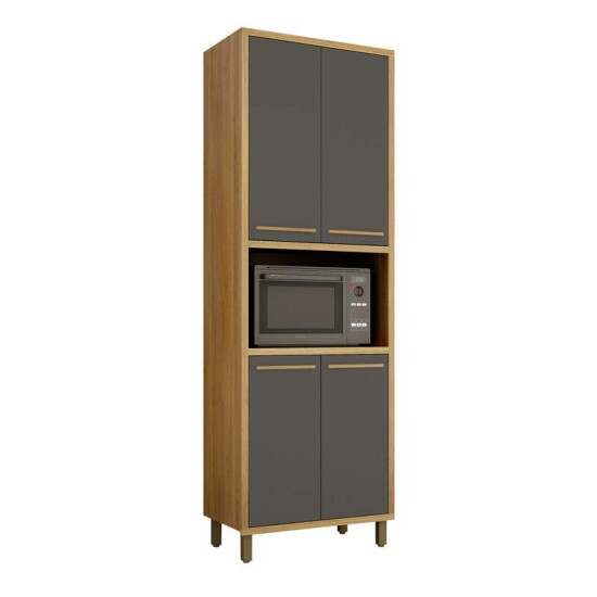Cozinha Torino 3 Pe�as Paneleiro + Balc�o + A�reo Cinamomo/Grafite - Valdemoveis