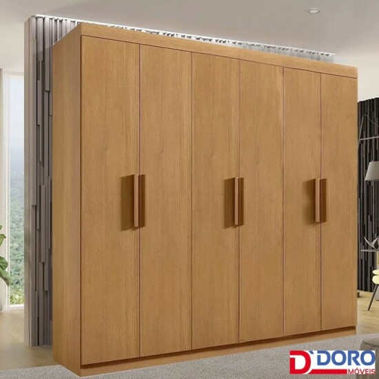 Guarda-roupa Casal Colibri 6 Portas 6 Gavetas Larg. 2.05m Cinamomo - D Doro