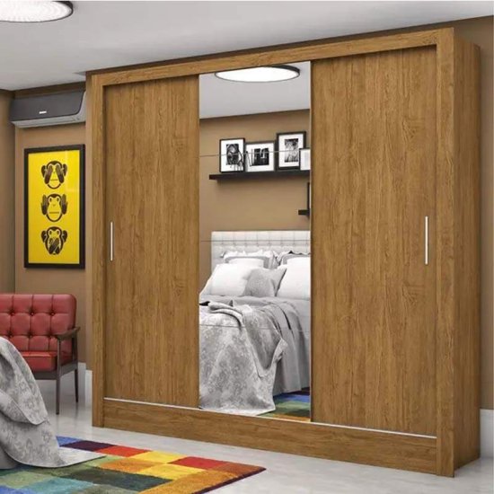 Guarda-roupa 1,79m Dubai Freij� 3 Portas 3 Gavetas 1 Porta com Espelho - Carioca