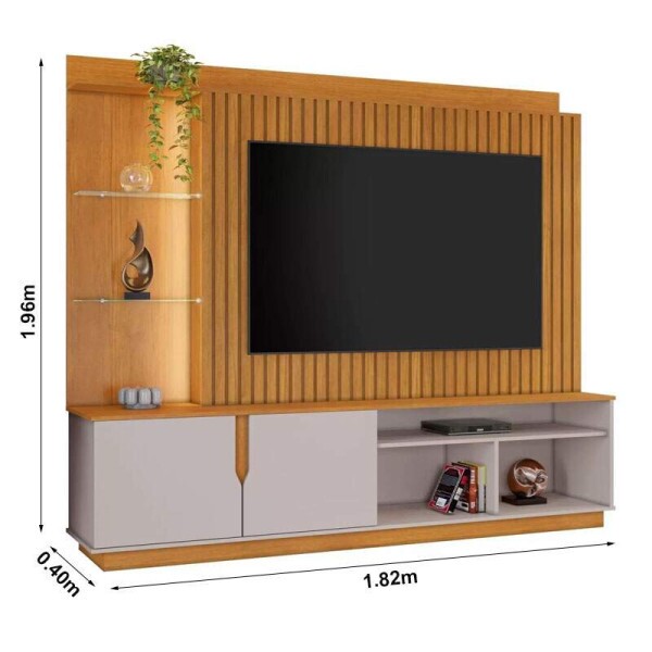 Home Amparo Cinamomo/Off Ripado C/ Led TV at 60 Polegadas Larg. 1.82m - JCM