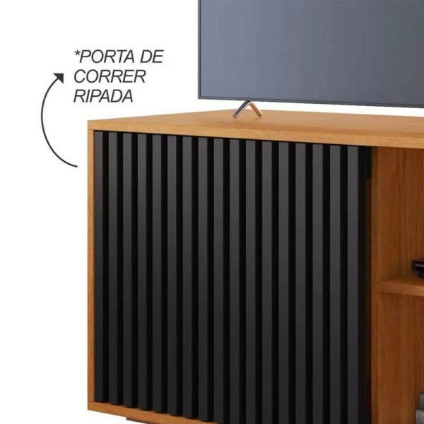Rack Bancada Carinho Ripado Larg. 1.09m Cinamomo/Preto JCM