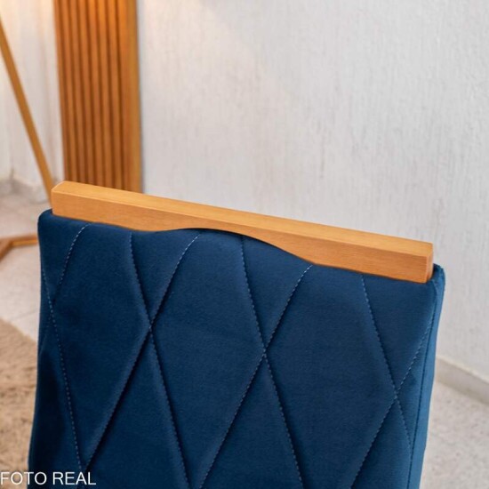 2 Cadeiras Lisboa Veludo Azul 503 Madeira Art Assento - Entregue Montada