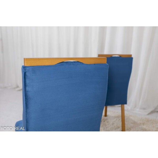 2 Cadeiras Lisboa Veludo Azul 503 Madeira Macia Art Assento - Entregue Montada