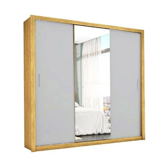 Guarda-Roupa Casal 3 Portas com Espelho Veneza Larg. 1.88m Freij�/Off Carioca