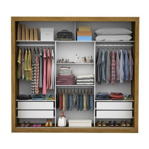 Guarda-Roupa Casal 3 Portas com Espelho Veneza Larg. 1.88m Freij/Off Carioca