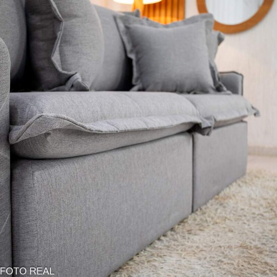 Sof Retrtil Reclinvel Lima 2.00m Linho Cinza A59 - Sem Caixa