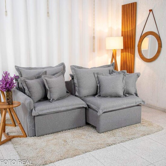 Sof Retrtil Reclinvel Lima 2.00m Linho Cinza A59 - Sem Caixa