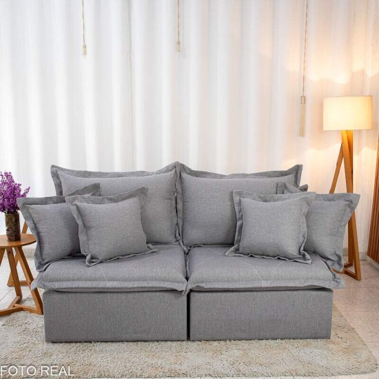 Sof Retrtil Reclinvel Lima 2.00m Linho Cinza A59 - Sem Caixa