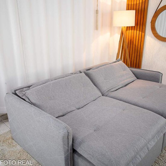 Sof Retrtil Reclinvel Lima 2.00m Linho Cinza A59 - Sem Caixa
