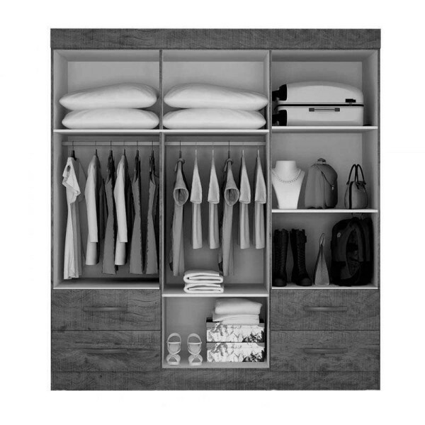 Roupeiro Verona Cinamomo/Off White 6 Portas 4 Gavetas Larg. 1.77m - Sallto