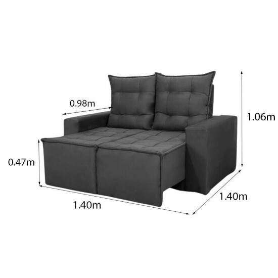 Sof� Retr�til Reclin�vel Rafaela 1.40m Veludinho Bege A32