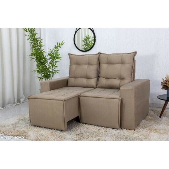 Sof� Retr�til Reclin�vel Rafaela 1.40m Veludinho Bege A32